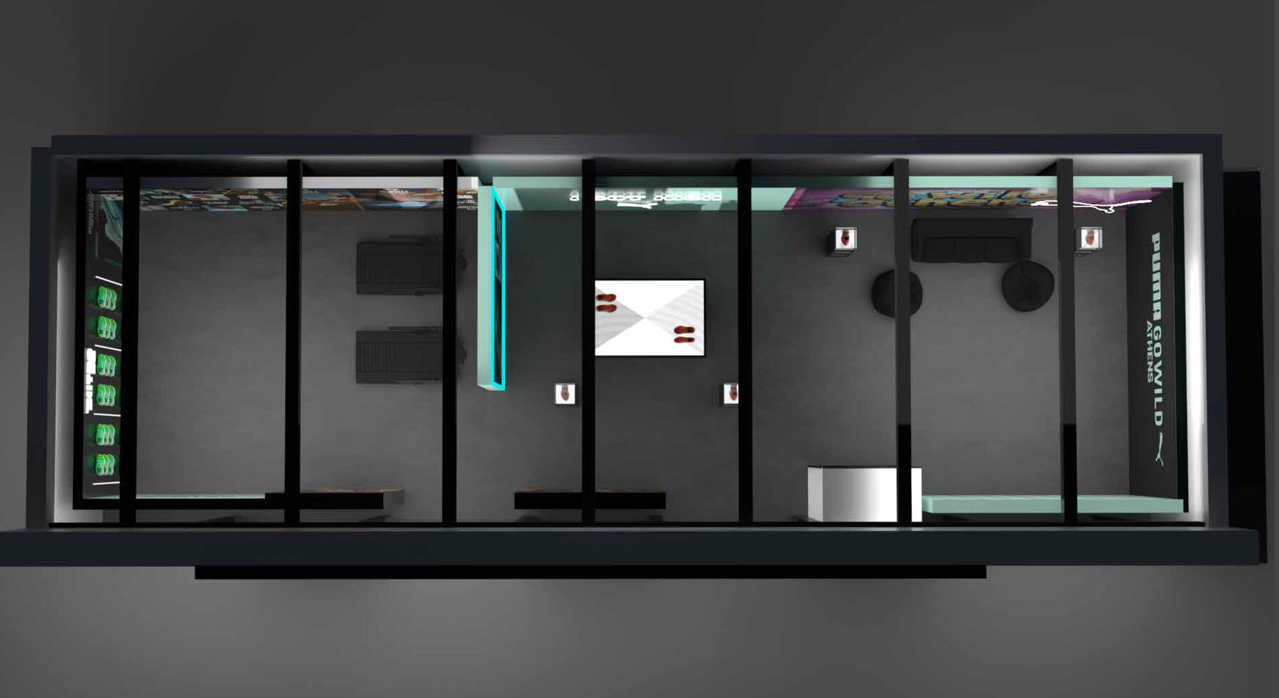 Top-down plan render of the full pop-up footprint.