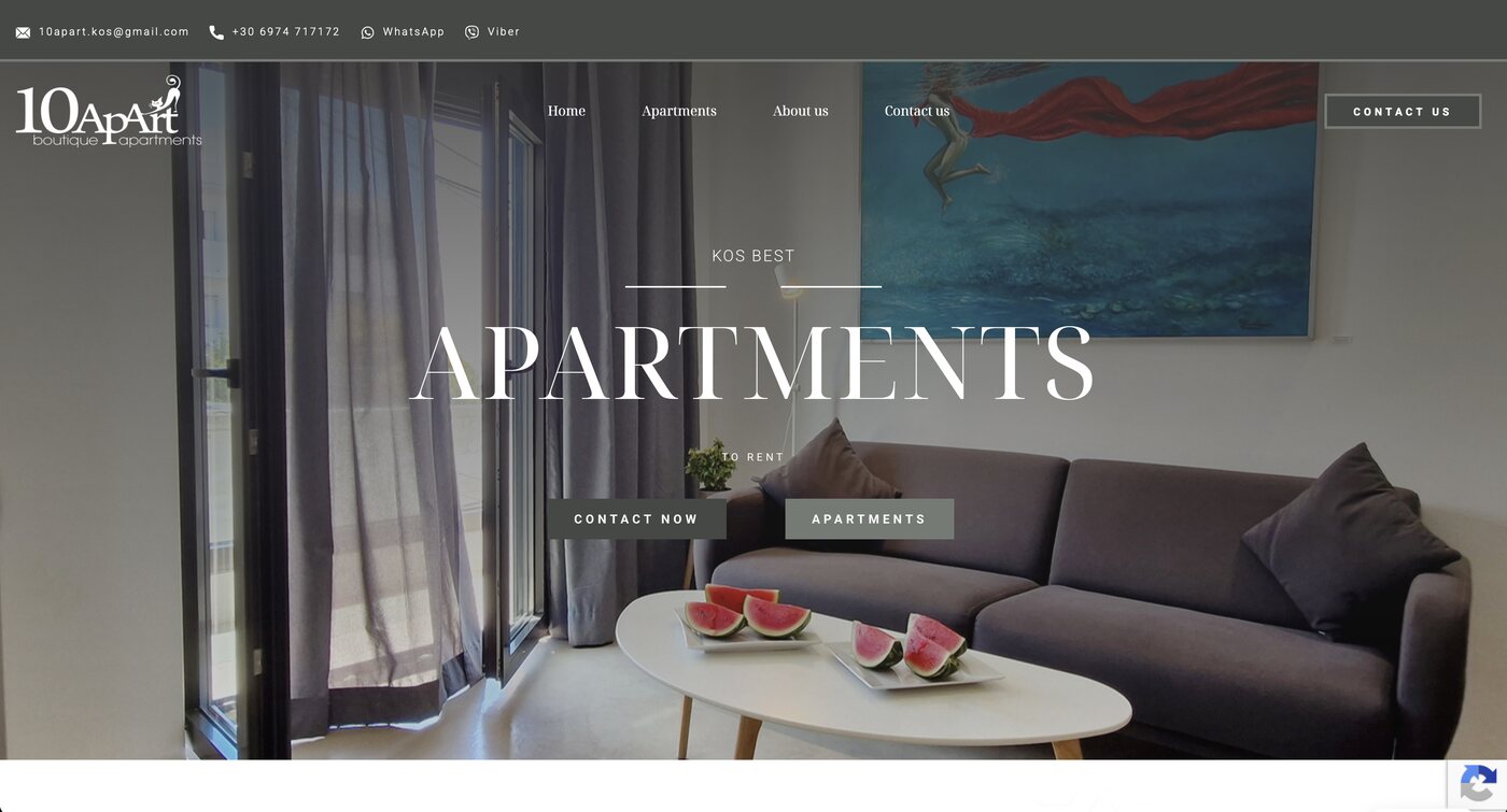Home page of the 10ApArt website
